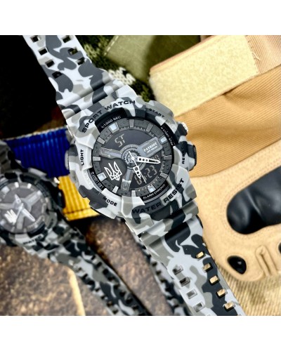 Купити Patriot 005 Тризуб срібло Camo Grey + Коробка.