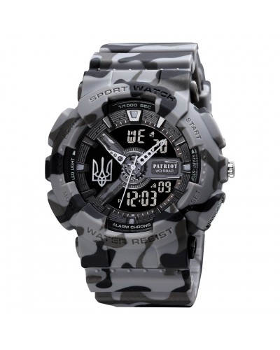 Купити Patriot 005 Тризуб срібло Camo Grey + Коробка.