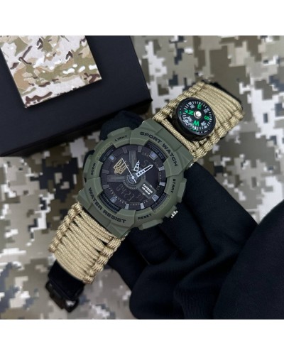 Купити Patriot 005 Тризуб золото Чорний Паракордовий ремінець Desert Camo + Коробка