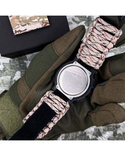 Купити Patriot 005 Тризуб срібло Чорний Паракордовий ремінець Desert Camo + Коробка