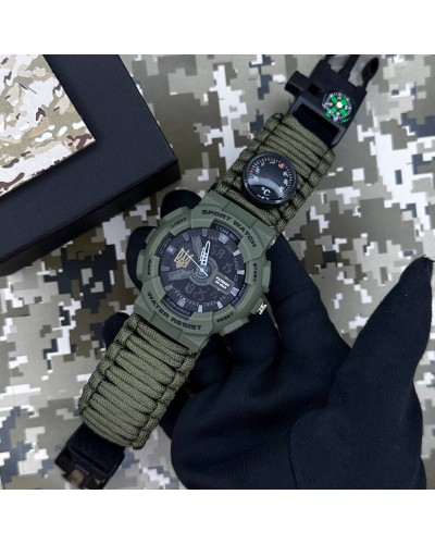 Купити Patriot 005 Тризуб золото Army Green Паракордовий ремінець Army Green + Коробка.