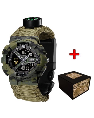 Купить Patriot 005 Тризуб золото Camo Green Паракордовий ремінець Army Green + Коробка.