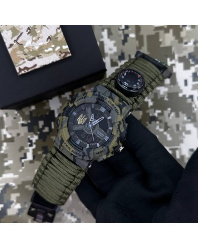 Купить Patriot 005 Тризуб золото Camo Green Паракордовий ремінець Army Green + Коробка.