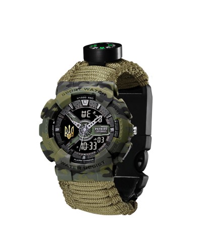Купить Patriot 005 Тризуб золото Camo Green Паракордовий ремінець Army Green + Коробка.