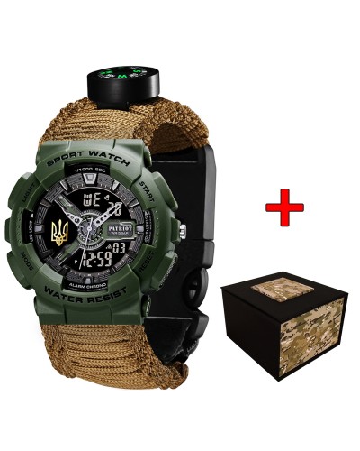 Купити Patriot 005 Тризуб золото Army Green Паракордовий ремінець Khaki + Коробка.