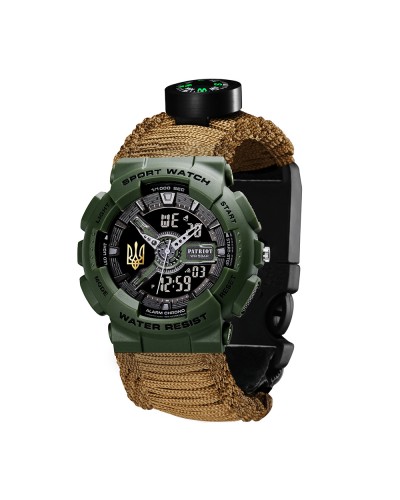 Купити Patriot 005 Тризуб золото Army Green Паракордовий ремінець Khaki + Коробка.
