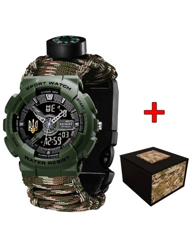 Купити Patriot 005 Тризуб золото Army Green Паракордовий ремінець Camo Green + Коробка.