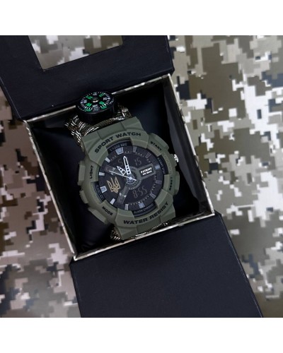 Купити Patriot 005 Тризуб золото Army Green Паракордовий ремінець Camo Green + Коробка.