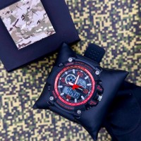 Чоловічий спортивний годинник Patriot 012RD Black-Red з комбінованим циферблатом та водозахистом 5 ATM