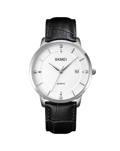 Купити Skmei 1801LSIWT Silver-Black White Leather