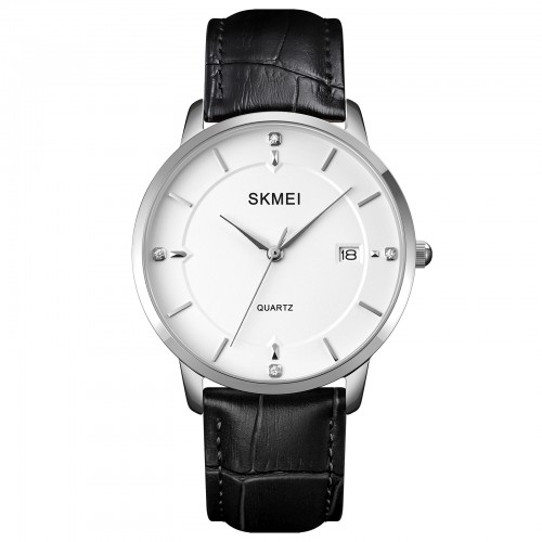 Купить Skmei 1801LSIWT Silver-Black White Leather