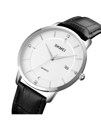 Купити Skmei 1801LSIWT Silver-Black White Leather