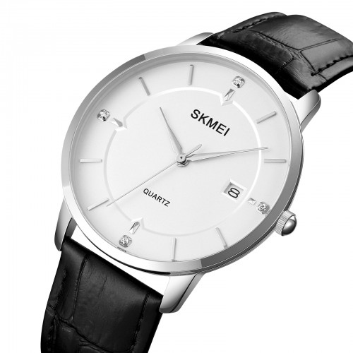 Купить Skmei 1801LSIWT Silver-Black White Leather