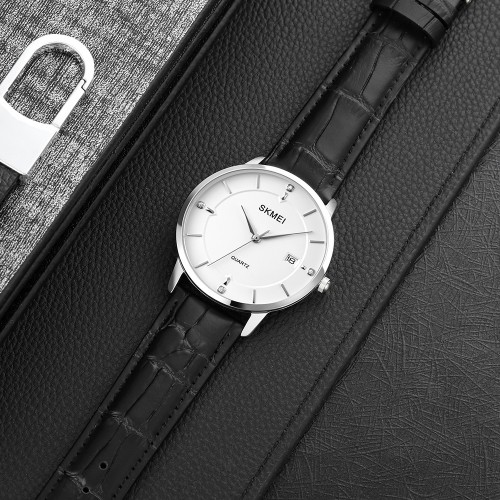Купить Skmei 1801LSIWT Silver-Black White Leather