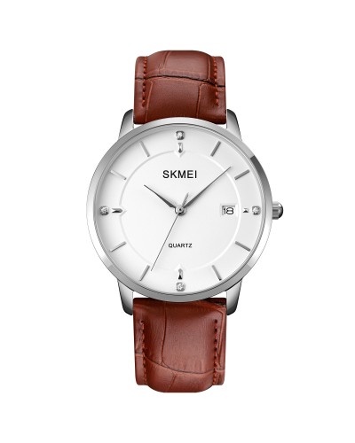 Купити Skmei 1801LSIBN Silver-White Brown Leather