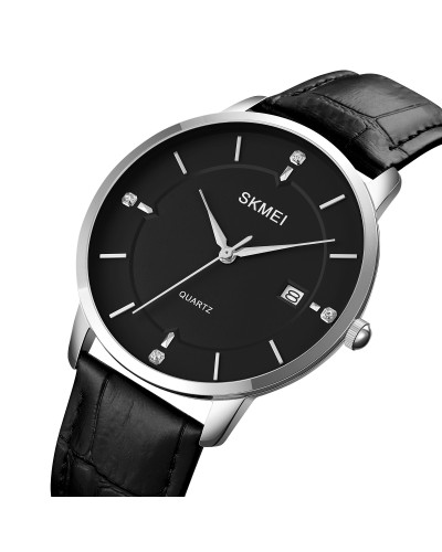 Купити Skmei 1801LSIBK Silver-Black Leather