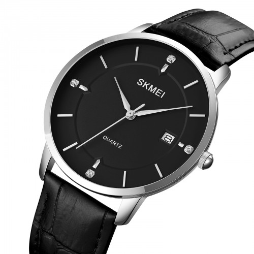 Купить Skmei 1801LSIBK Silver-Black Leather