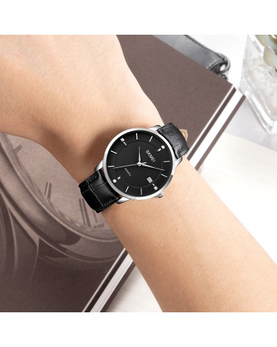 Купити Skmei 1801LSIBK Silver-Black Leather