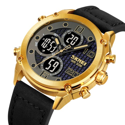 Купить Skmei 1975LGDBK Gold-Black Leather Купить Skmei 1975LGDBK Gold-Black Leather