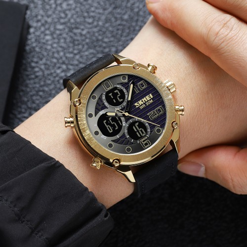 Купить Skmei 1975LGDBK Gold-Black Leather Купить Skmei 1975LGDBK Gold-Black Leather