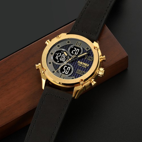 Купить Skmei 1975LGDBK Gold-Black Leather Купить Skmei 1975LGDBK Gold-Black Leather
