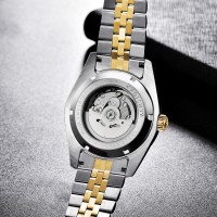 Чоловічий механічний годинник Pagani Design PD-1645 Silver-Gold-Brown з сапфіровим склом та автопідзаводом