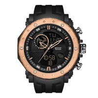 Чоловічий спортивний годинник Sanda 6012 Black-Cuprum з комбінованим циферблатом та захистом 5 ATM