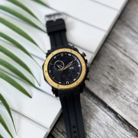 Чоловічий годинник Sanda 6012 Black-Gold спортивний зі стрілково-електронним циферблатом