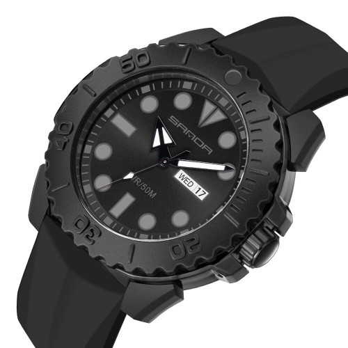 Купити Чоловічий тактичний годинник Sanda 3118 All Black з водонепроникністю 5 ATM та люмінесценцією