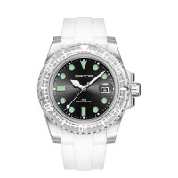 Жіночий годинник Sanda 9007 White-Black з білим каучуковим ремінцем та водонепроникністю 5 ATM