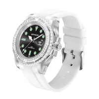 Жіночий годинник Sanda 9007 White-Black з білим каучуковим ремінцем та водонепроникністю 5 ATM