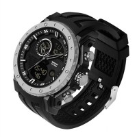 Чоловічий спортивний годинник Sanda 6012 Black-Silver з комбінованим циферблатом та водозахистом 5 ATM