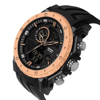 Чоловічий спортивний годинник Sanda 6012 Black-Rose Gold з комбінованим циферблатом та захистом 5 ATM