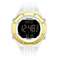 Чоловічий спортивний годинник Sanda 6093 White-Gold з електронним циферблатом та підсвічуванням