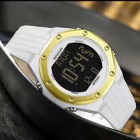 Чоловічий спортивний годинник Sanda 6093 White-Gold з електронним циферблатом та підсвічуванням