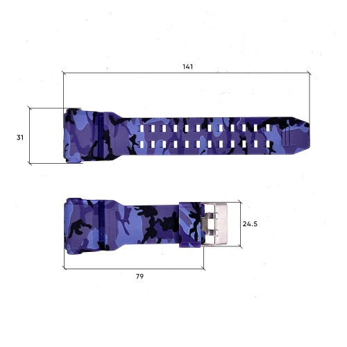 Купити Ремінець для годинника Skmei 1965CMBU Camo Blue каучуковий, довжина 26.5 см, камуфляж