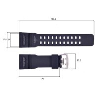 Ремінець для годинника Skmei 1283/1277/1384BK Black, чорний каучуковий браслет 25.5 см