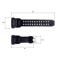 Ремінець для годинника Skmei 1520BK Black чорний каучуковий, довжина 26.5 см