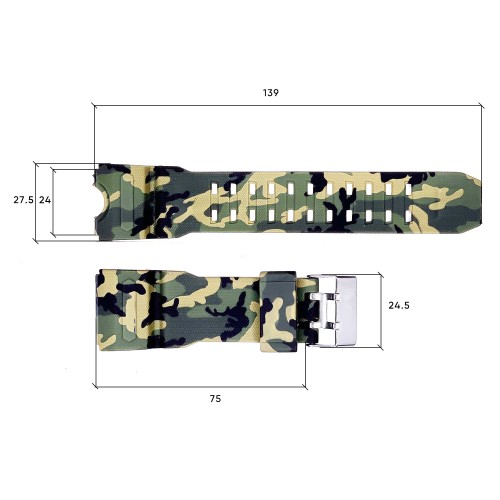 Купити Ремінець для годинника Skmei 1155/1155BCMGR Camo Green каучуковий камуфляжний