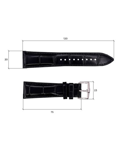 Купити Шкіряний ремінець Premium 20х18 мм. Black