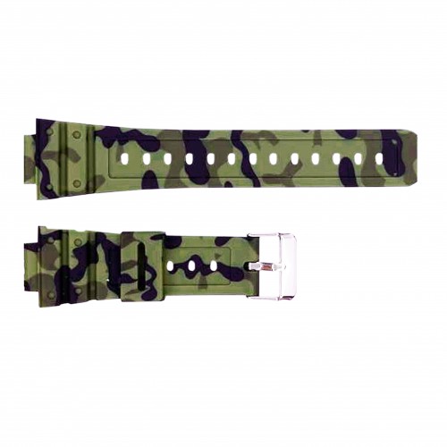 Купити Ремінець для годинника Skmei 1628CMGN Camo Green камуфляжний каучуковий 24.5 см (1051-0659)