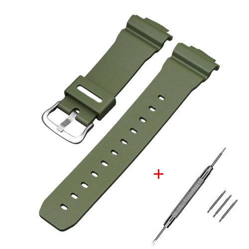 Купити Ремінець для годинника Casio G-Shock DW-6900 Army Green SI, поліуретановий зелений 20.4 см