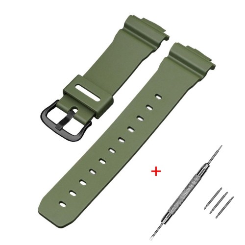 Купити Ремінець Casio accessories для G-Shock DW-6900 Army Green BK поліуретановий зелений 20.4 см