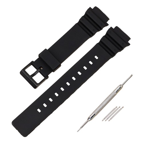 Купити Ремінець для годинника Casio MRW-200H All Black, поліуретановий чорний аксесуар