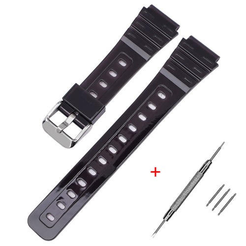 Купити Ремінець для годинника Casio F-91W Jelly Black SI полімерний чорний 18,2 см