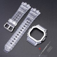 Ремінець + безель для Casio G-Shock GMW-B5000 Transp Silver SI, прозорий полімерний комплект