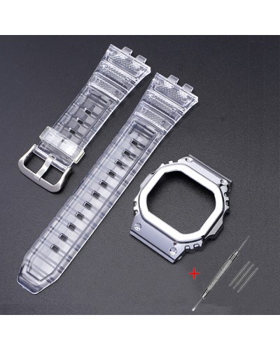 Купити Ремінець + безель (рант) для Casio G-Shock GMW-B5000 Transp Silver SI