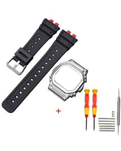 Купить Ремінець + безель (рант) для Casio G-Shock GMW-B5000 Red-Black SI