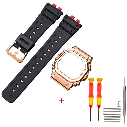 Купити Комплект ремінець та безель для Casio G-Shock GMW-B5000 Red-Black RG, полімерний, чорно-червоний