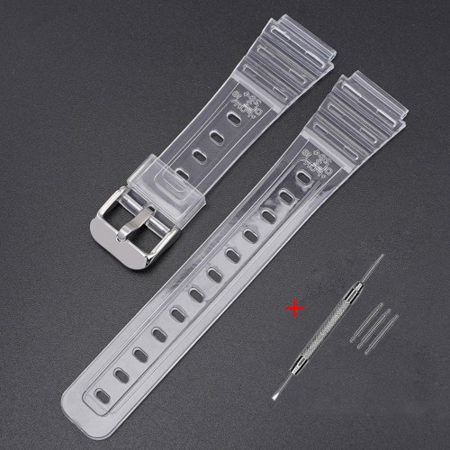 Купить Ремінець для Casio G-Shock F-84/94/105, F-91W, AE1300 Jelly Transparent Silver